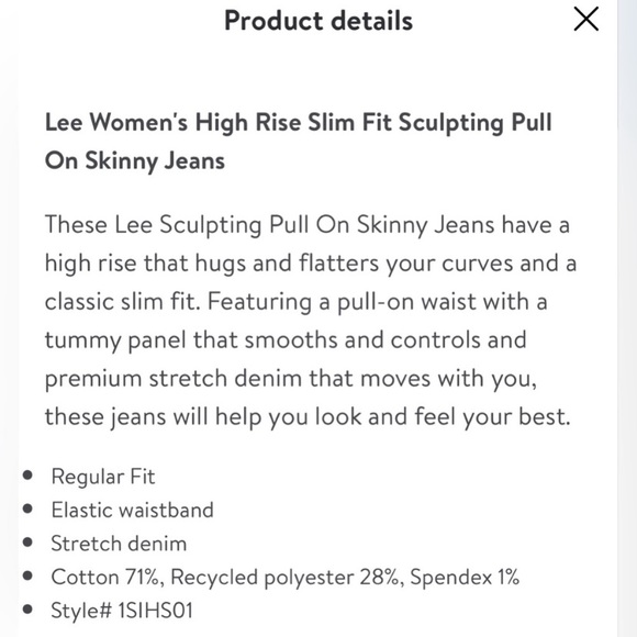 Lee Pull On High Rise Black Skinny Jeans 12 M - Picture 8 of 9